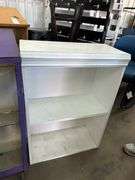 Metal Podeum, Metal Cabinet, Wood Shelf