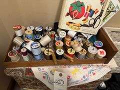 Sewing box, thread, misc