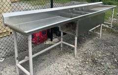 13’ 3 bay stainless steel sink