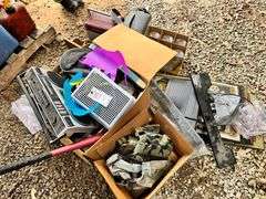 Boom box, bat, coolers, rugs, misc