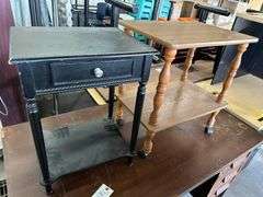 Wooden Desk and 2 End Tables