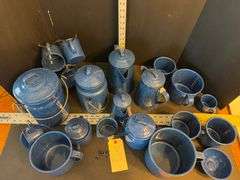 Blue splatter enamelware