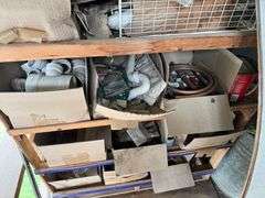 Pipe fittings, wire, water tank, roofing, misc