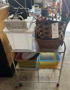cart, baskets, microscope