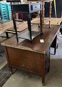 Wooden Desk and 2 End Tables
