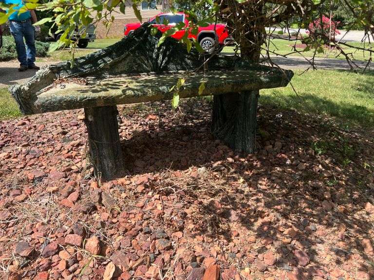 Bird Bath, Bench, Geese