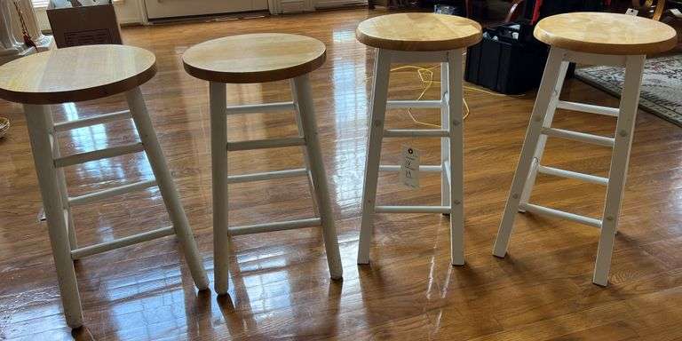 4 White Bar Stools