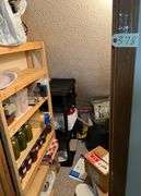 Closet Clean out:  Shelf, TV, Jars, Easter eggs, Wrapping Paper, Bunn Coffee Pot, and Misc.