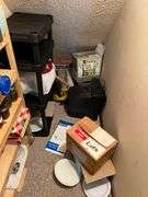 Closet Clean out:  Shelf, TV, Jars, Easter eggs, Wrapping Paper, Bunn Coffee Pot, and Misc.