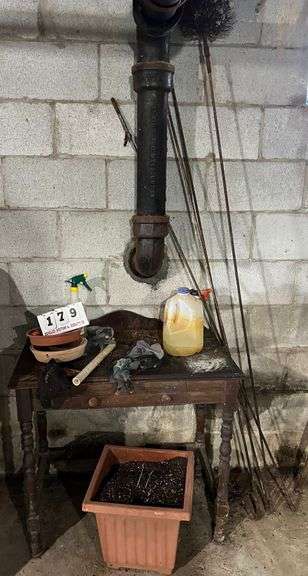 Table Flower Pot and Chimney Brushes