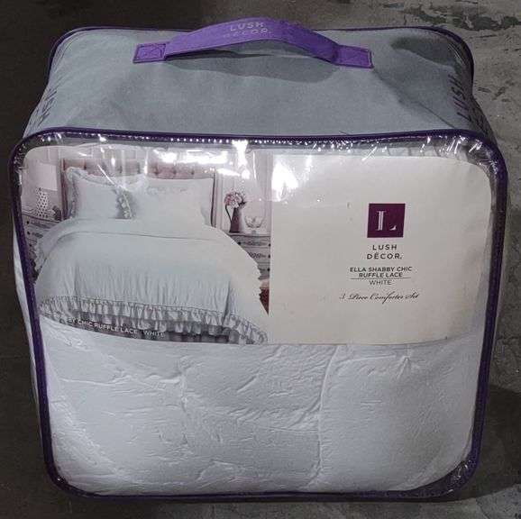 Popxstar 4Pcs Vintage Floral 100%Cotton Soft Bedding Set White Lace and Ruffle Comforter Cover Queen size(1Duvet+1Bedskirt+2Pillow shams)