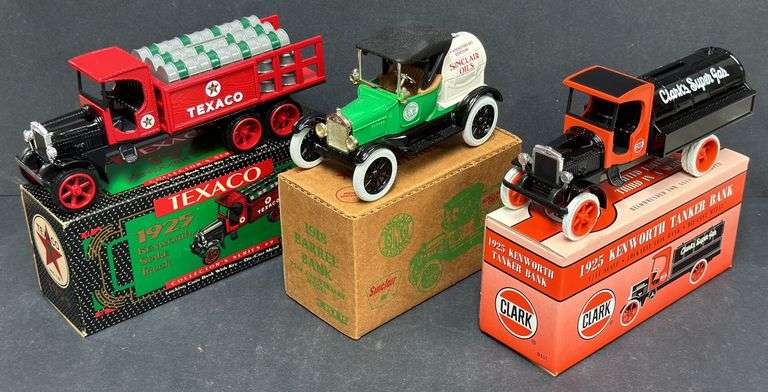 3) Ertl Die-Cast Gas Station Trucks In Box