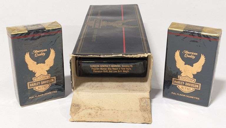 harley davidson cigarettes Vintage Harley Davidson Cigarettes - Full Carton Box (ten individual  packs/200 king-size cigarettes). Premium Quality/Custom Blend
