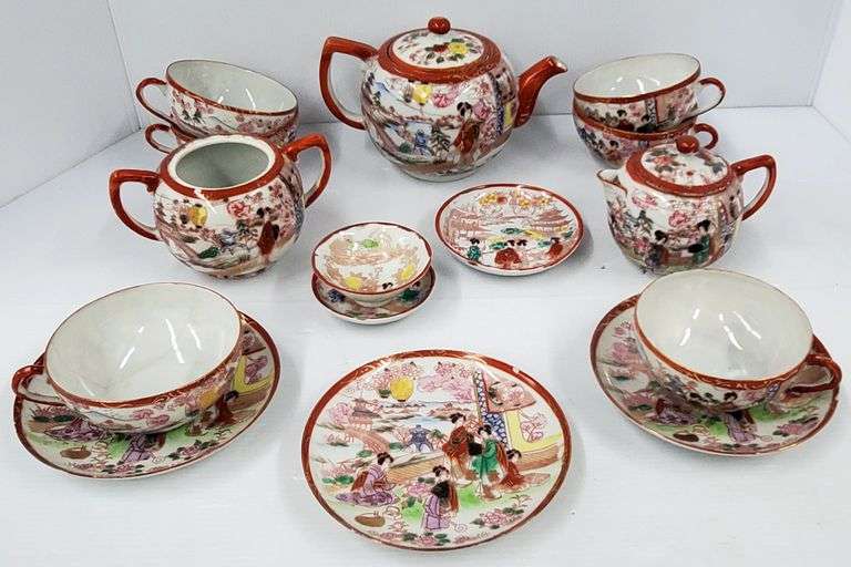 (D) Japanese Hand Painted Tea Set - Kraft Auction Service, LLC