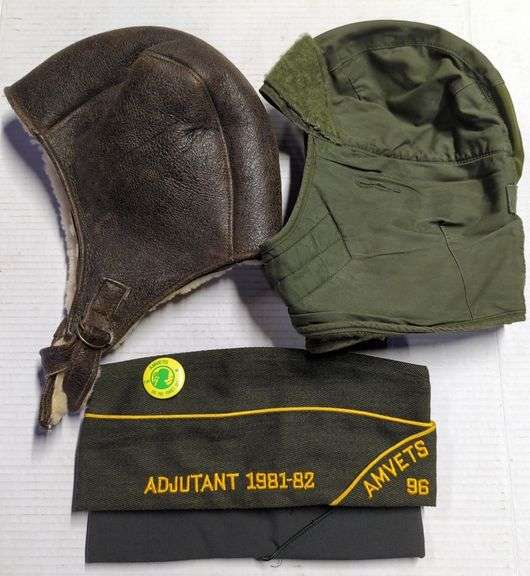 (ZA) Military Vtg Genuine Leather Aviator Cap & Uniform Hats - Kraft ...