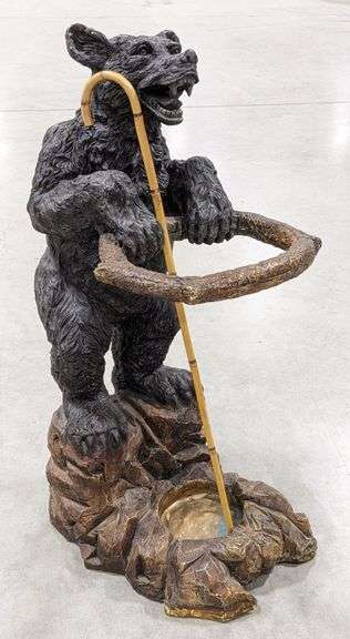 Resin Black Bear Cane / Umbrella Stand