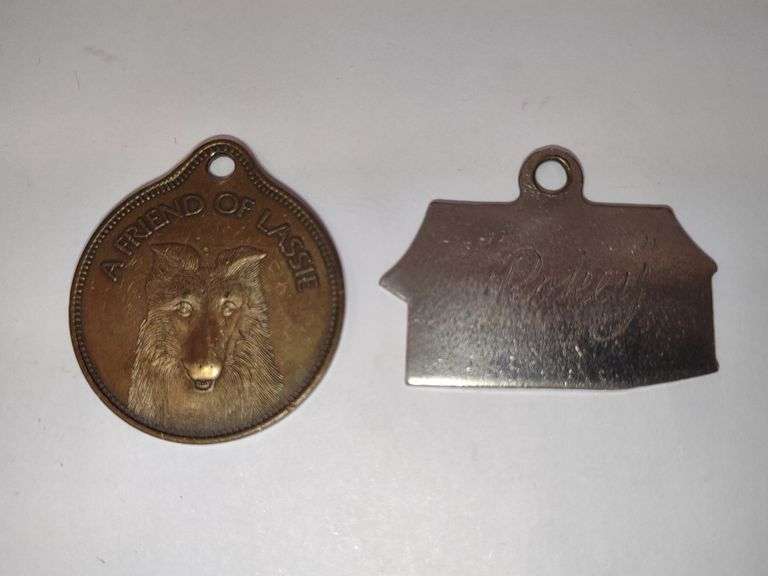 Vtg. Friend Of Lassie Dog Identification Tags (1-1/4" Diameter)