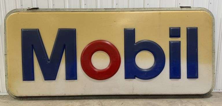 10ft Mobil Gas Station Embossed Sign - Kraft Auction Service, LLC