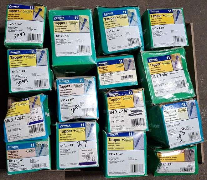 (D) Power Fasteners Tapper+ Concrete Anchors - Kraft Auction Service, LLC