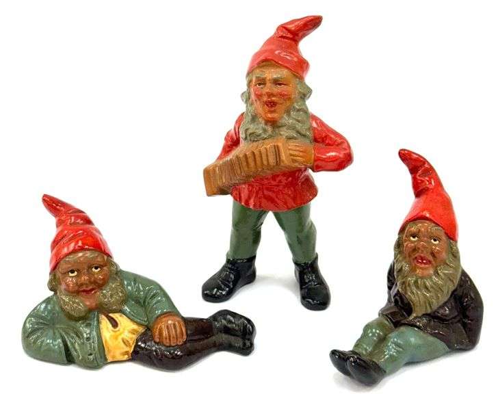 (3) Heissner German Terracotta & Ceramic Gnome Figures Kraft Auction