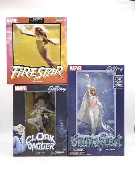 Cloak and Dagger, Emma Frost and Firestar Statues