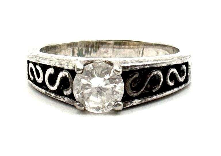 EDCO Sterling Silver & CZ Solitaire Ring - Kraft Auction Service, LLC