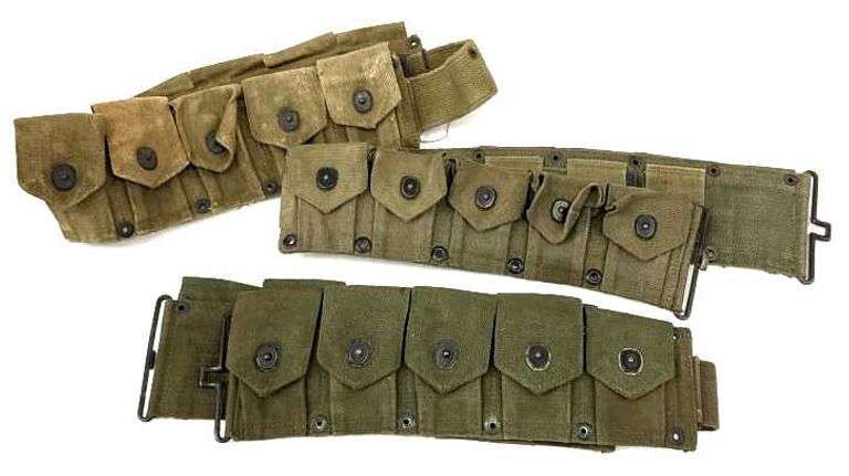 Lot of 3 WW II US Military Ammo Belts