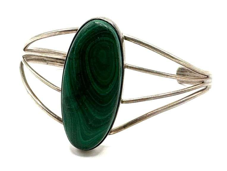 •PORTAL + DIAMOND• malachite + silver twist-on cuff bracelet