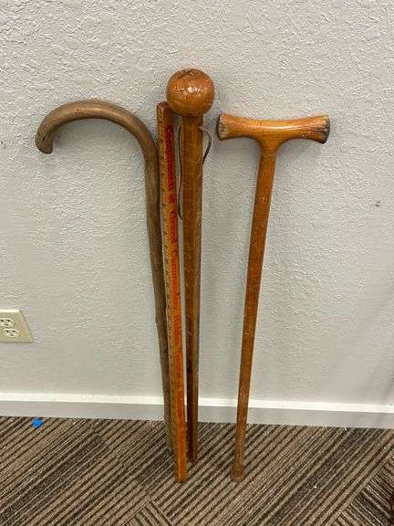 Cane Ruler Vtg. Assorted Hand Carved Walking Canes, Advertisement Rulers - Kraft ...
