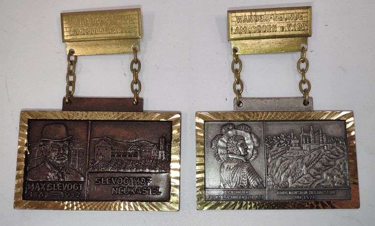 Vtg. German Hiking Friends Empire Knight Franz V Sickingen Nanstein Castle To Lanosruhl Medal & Vtg.