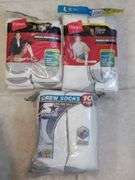 Box Lot of Fruit of the Loom & Hanes Crew Socks New In Package