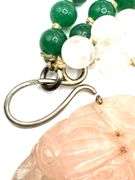 Carved Pink Quartz and Green Quartz Beaded Necklace
