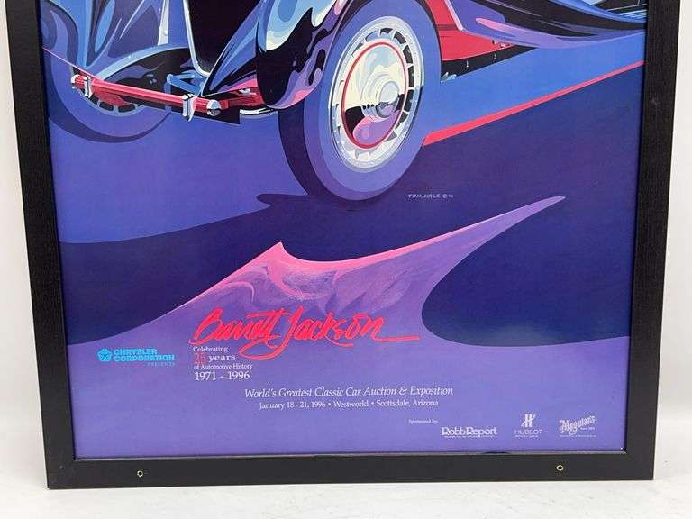 Framed Barrett Jackson Car Auction Poster 38 x 26in - Kraft