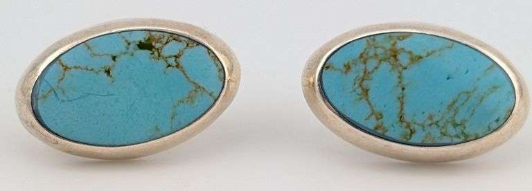 Vintage Sterling Turquoise Stud Earrings