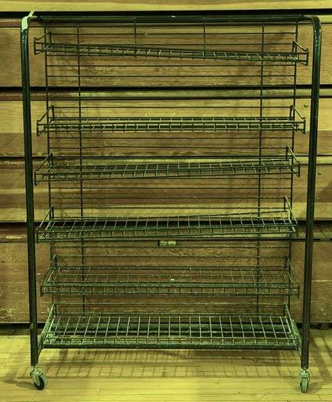 Cafeteria Metal Wire Rolling Snack Display Cart 49" x 38" x 13"