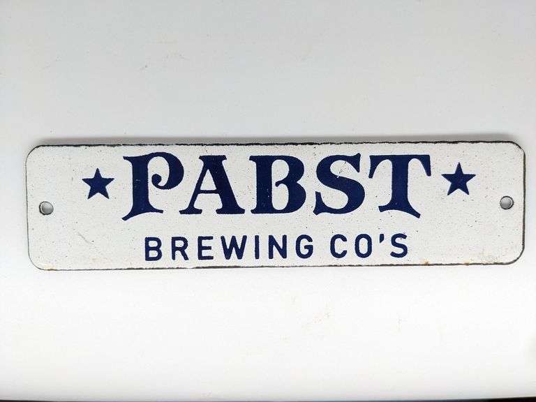 Porcelain Pabst Beer Advertising Sign / Measures approximately 6in across