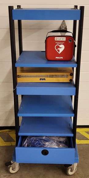 Medical Cart With Phillips Defibrillator, Gynecology Kit, & More
