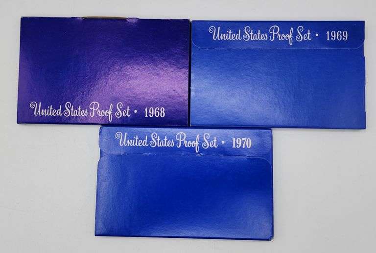 1968-1969-1970 U.S. Mint Proof Sets With 40% Silver Half Dollars