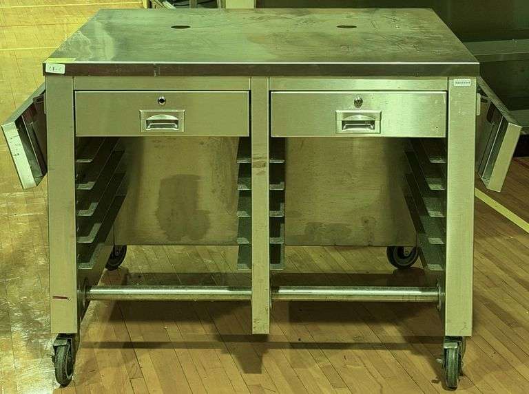 Commercial Stainless Cafeteria Cashiers Cart 36" x 52" x 40"