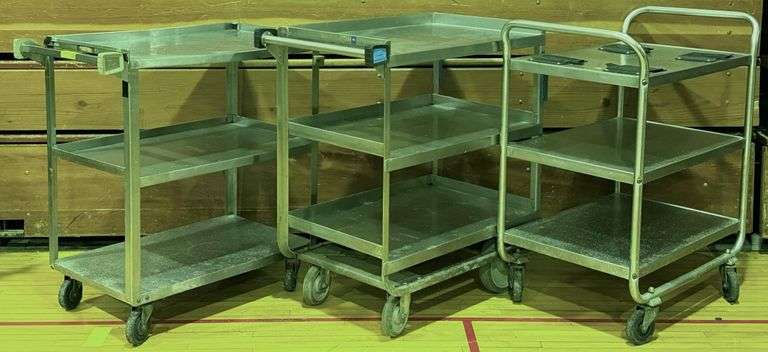 (3) Commercial Stainless Steel Kitchen Carts
