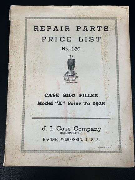 (AA) CASE Repair Parts Price List No. 130