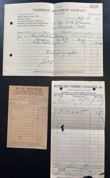 (AA) 1920s Invoices Including Rumely Equipment Dealers