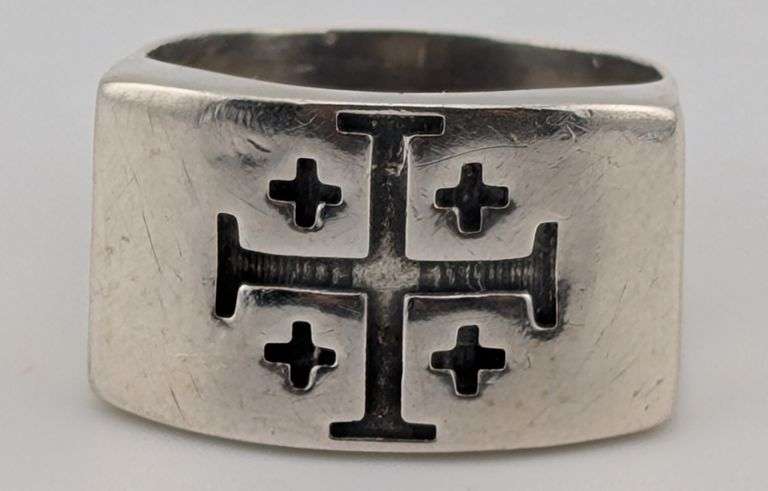 Vintage Sterling Jerusalem Crusaders Cross Men's Ring