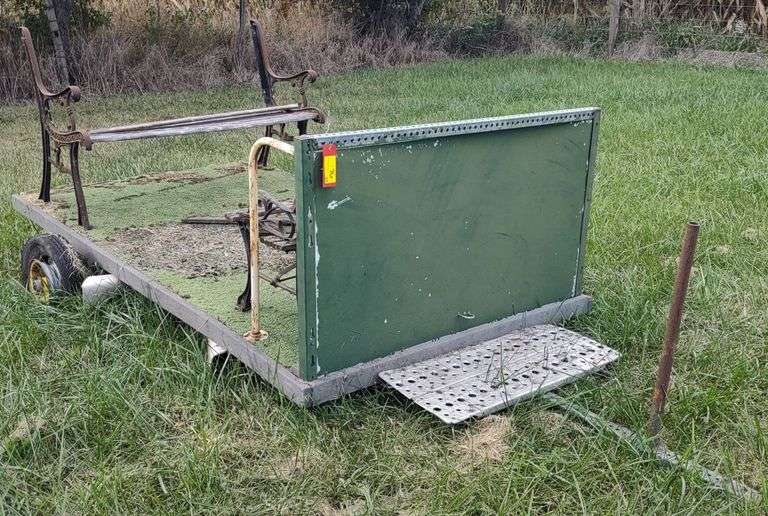 Cast Iron/Wood Benches on Single-Axle Trailer