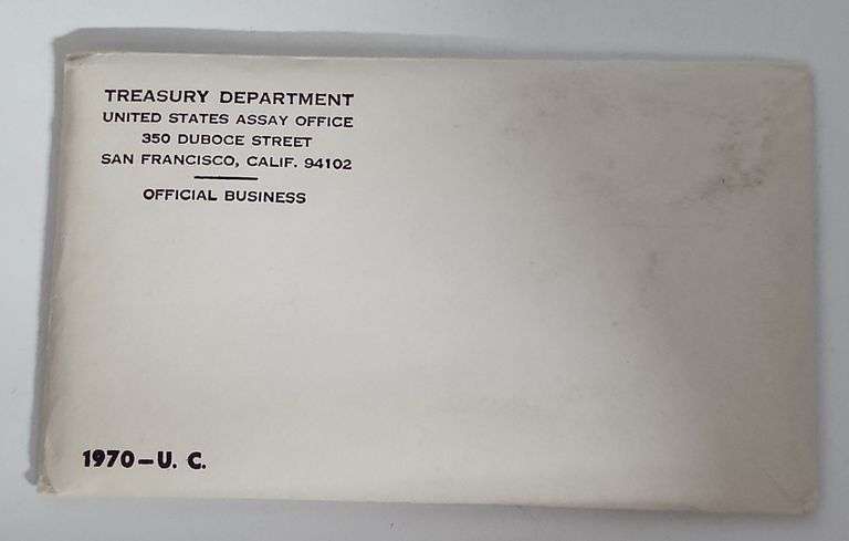 1970 United States Uncirculated 10 Piece Mint Set 40% Silver Half Dollars Sealed Envelope