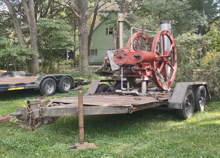 15 HP Joeseph Reid Oil Field Engine on Trailer
