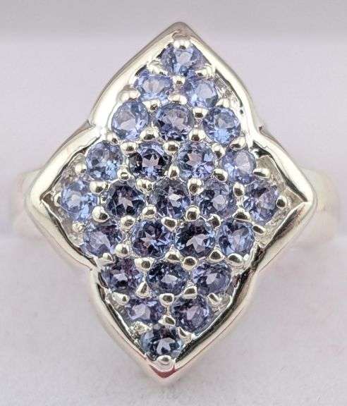 Sterling Pave Tanzanite Rhombus Ring
