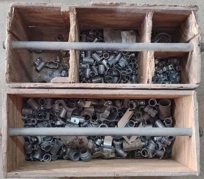 Wooden Crates with Electrical Conduit Fittings