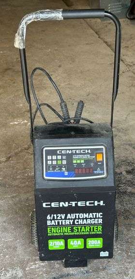 Cen-Tech Rolling 6/12V Automatic Battery Charger With Engine Jump Start