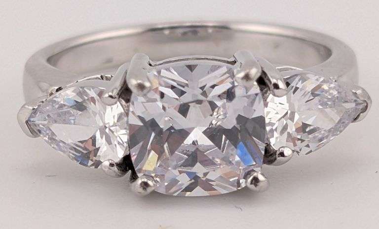 Sterling 3-Stone White Sapphire Ring